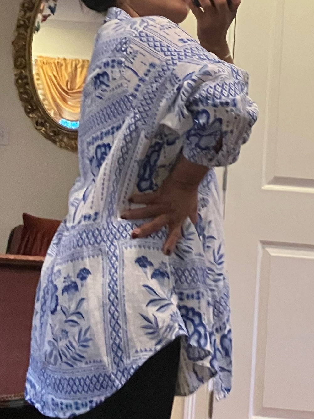 Halston Heritage Blue and White Printed Tunic